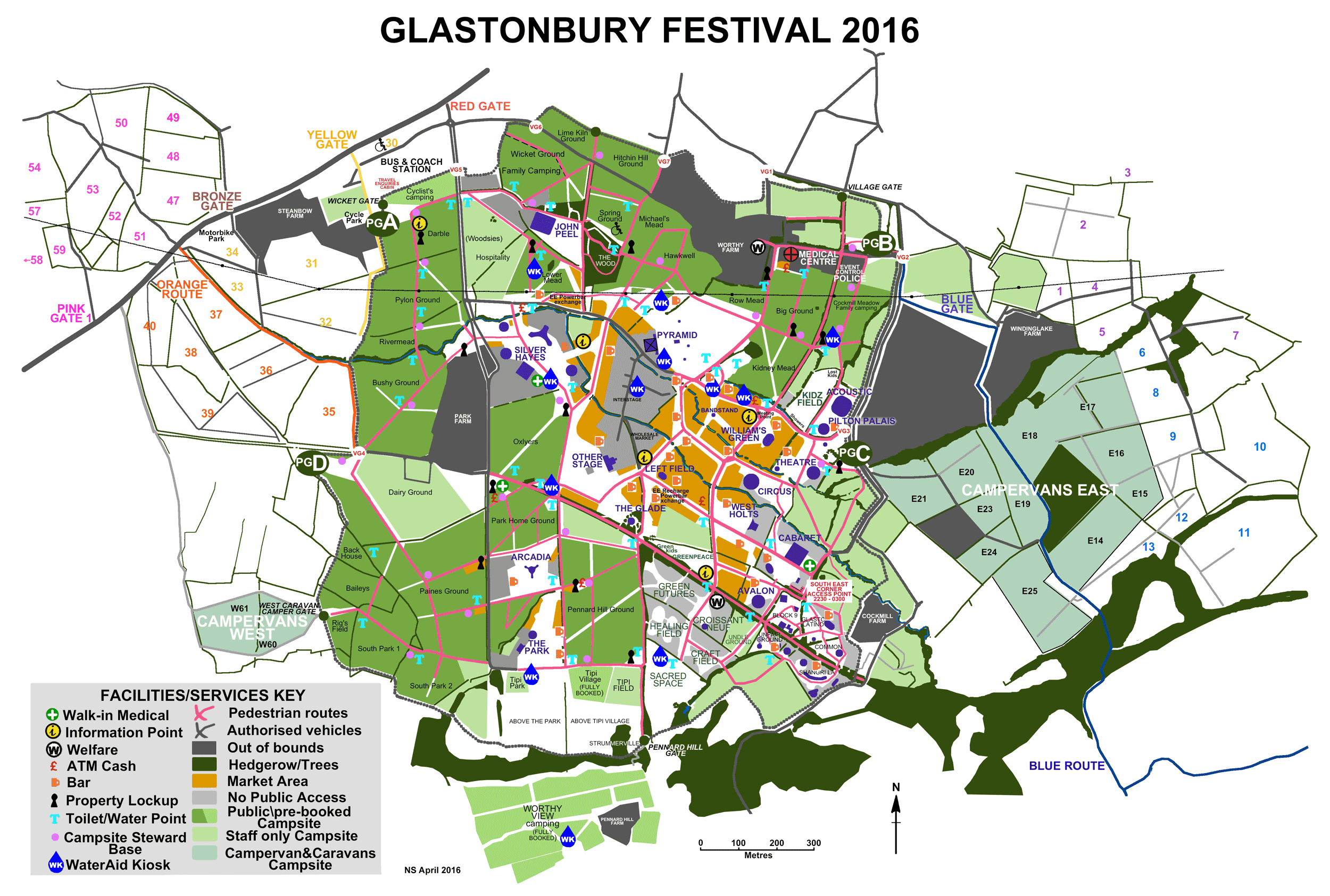 Glastonbury 2016 map